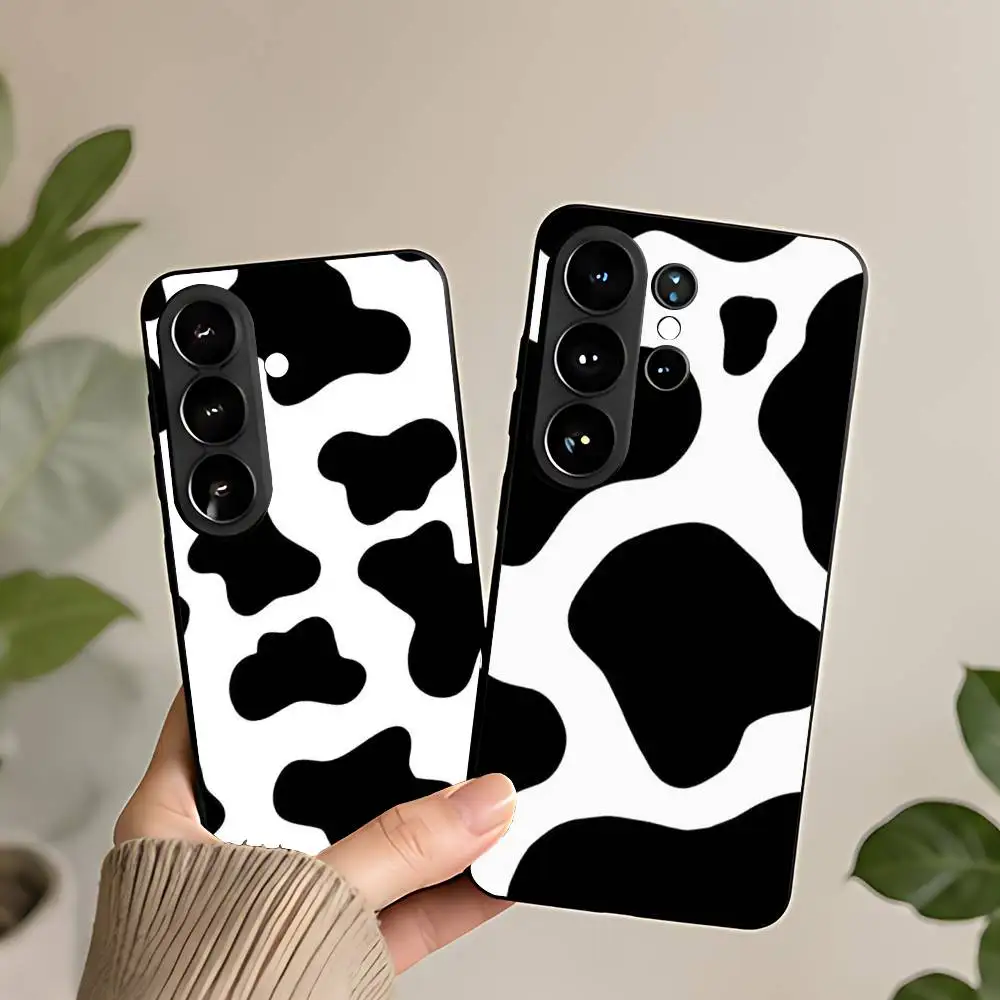 Cow Print Black White Symbol Silicone Case For Samsung Galaxy S21 S22 S23 S24ULTRA S25ULTRA FE Ultra Plus5G A52S S26 Cover