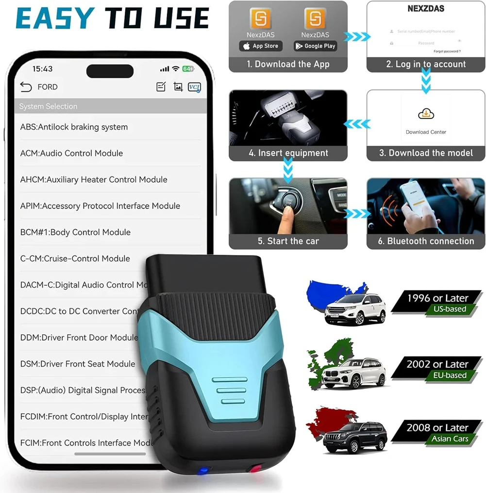 HUMZOR Z100 Full System Bluetooth OBD2 Diagnostic Tool Code Reader Live Data Free Upgrade With 9+ Reset Functions/Bidirectional