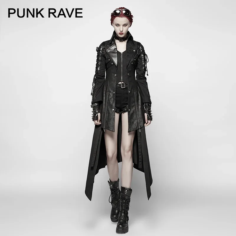 Imagem -04 - Jaqueta de Motocicleta Punk Rave para Mulheres Estilo Gótico Punk Vermelho Vampiro Couro pu Pesado Cabolsa Longo Marca de Moda Qualidade