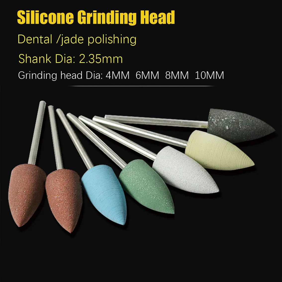 5/10pcs/set 2.35mm Dental Polishing Silicone Rubber Grinding Head Jade Polishing Nail Smooth Beautification Polishing Tools