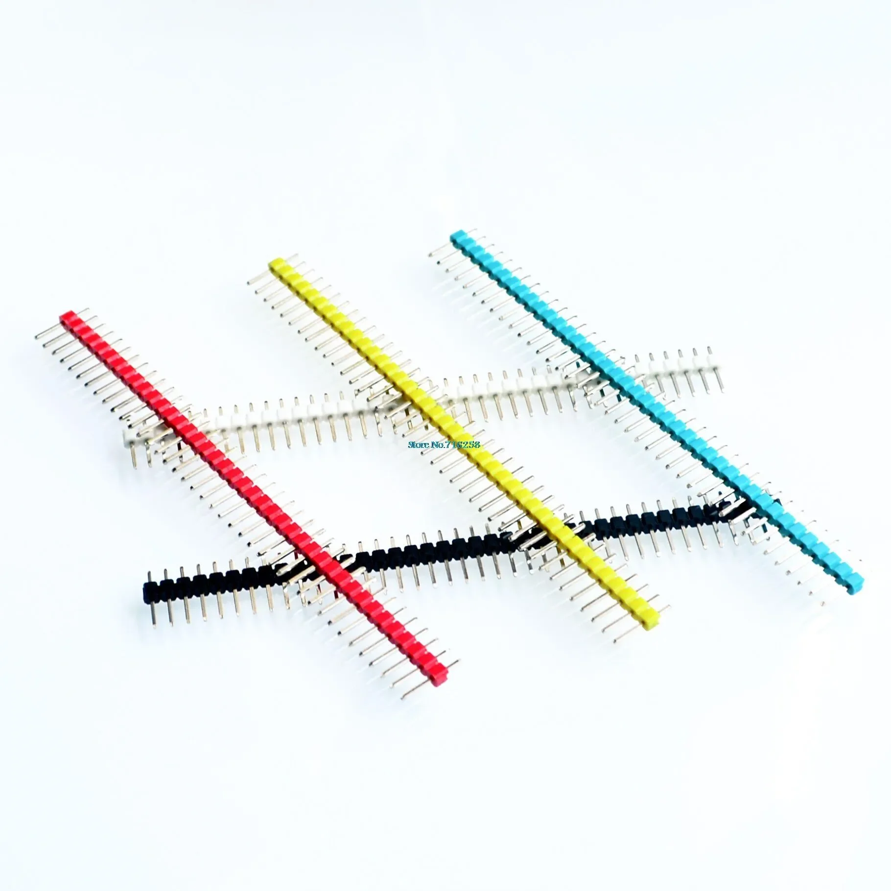 2.54mm Black + White + Red + Yellow + Blue Single Row Male 1X40 Pin Header Strip Gold-plated ROHS