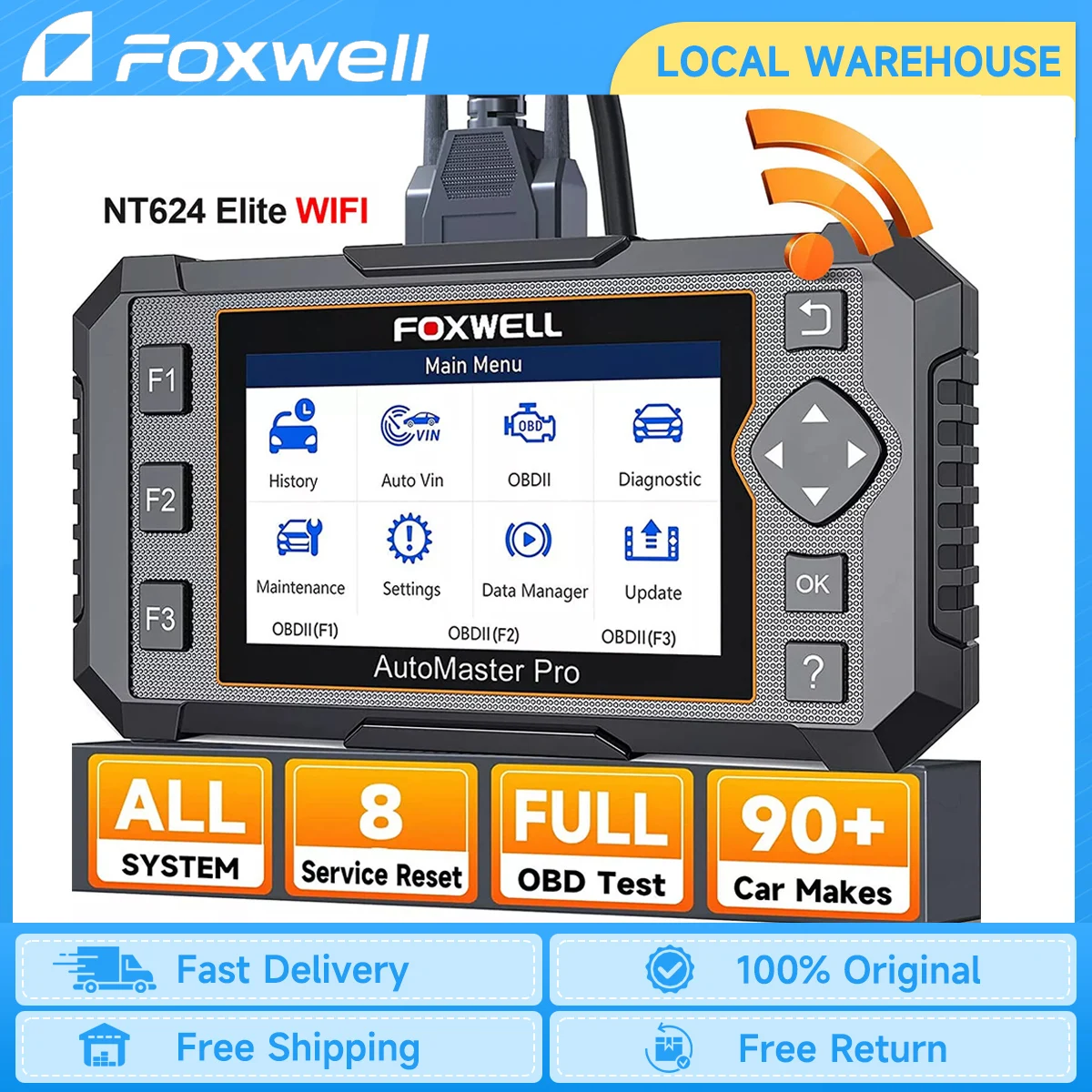 

FOXWELL NT624 Elite OBD2 Car Diagnostic Tool EPB ABS Throttle SAS Oil Reset All Systems Automotive Scanner Lifetime Free Update