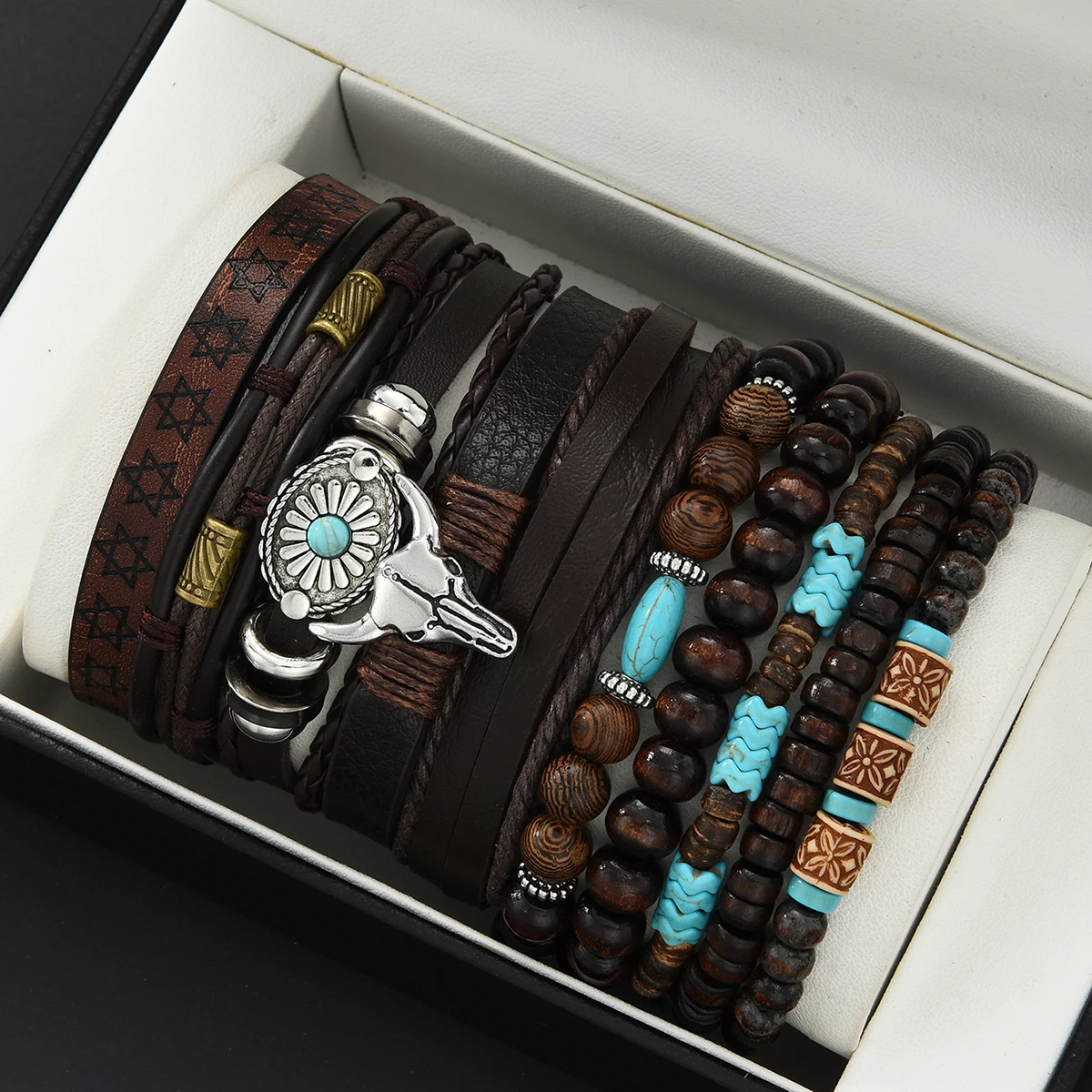 10 قطعة/المجموعة خمر العرقية نمط المنسوجة الجلود سوار للرجال النساء البوهيمي البقرة شجرة الحياة الأساور الجلدية مجوهرات هدايا جديد