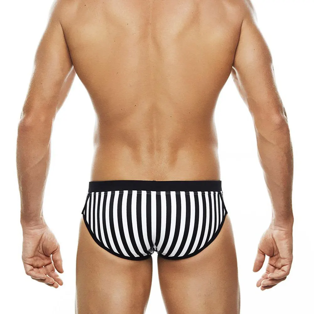 Maillot de bain à rayures noires et blanches pour hommes, maillot de bain sexy, près du corps, à rayures verticales, slim, à la mode