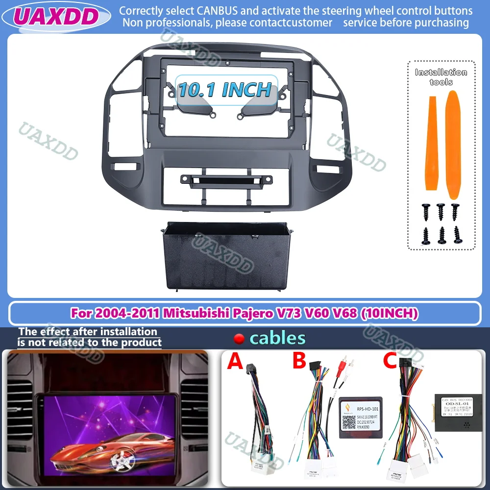 

Автомобильная рамка, адаптер Fasica Canbus Box для Mitsubishi Pajero V73 V60 V68 2004-2011, Android-радио, комплект панели приборной панели 10,1 дюйма