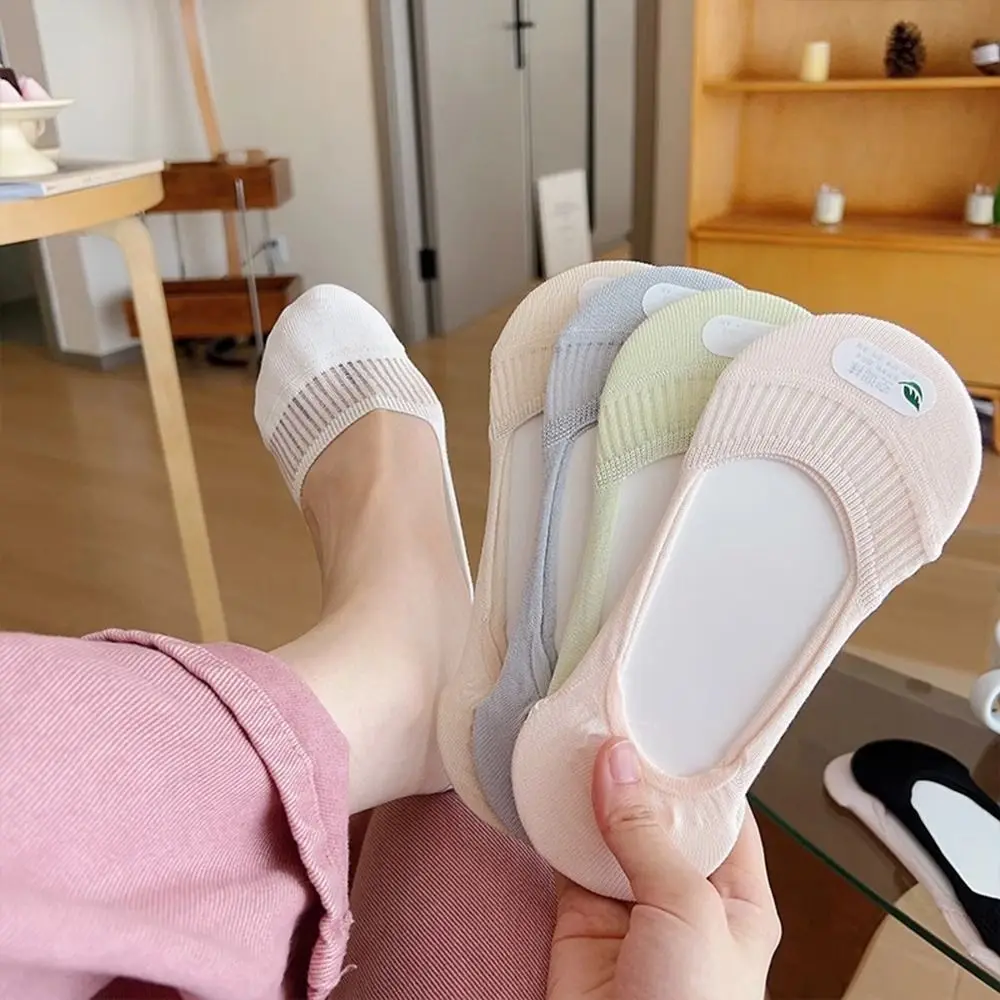 Shallow Mouth Low Cut Invisible Socks Solid Color Thin Style Non Slip Socks Soft Cotton Mesh Socks Athletic