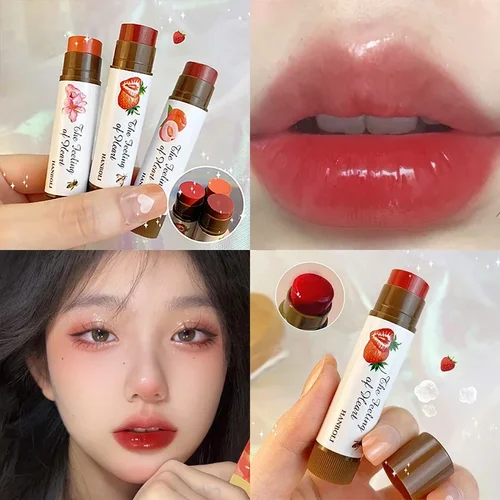 Imagen 2 del producto Bálsamo labial de color gelatina, tinte labial de fruta bonita, barras de labios hidratantes de larga duración, color rojo melocotón, maquillaje de labios resistente al agua, Cosméticos Coreanos