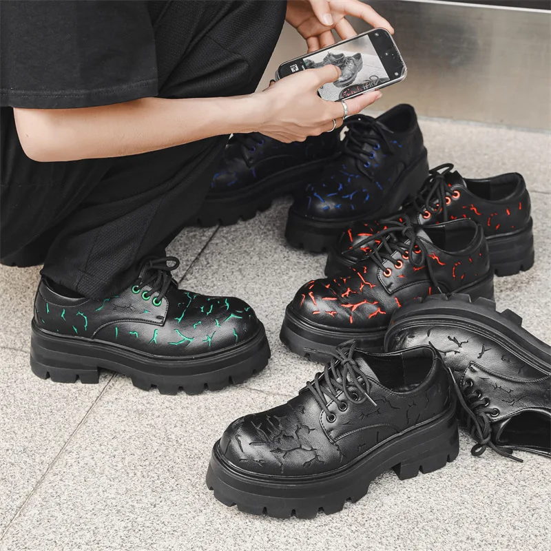 

2026 Men's Shoes New Platform Casual Sports Shoes Black Fashion Men's Shoes