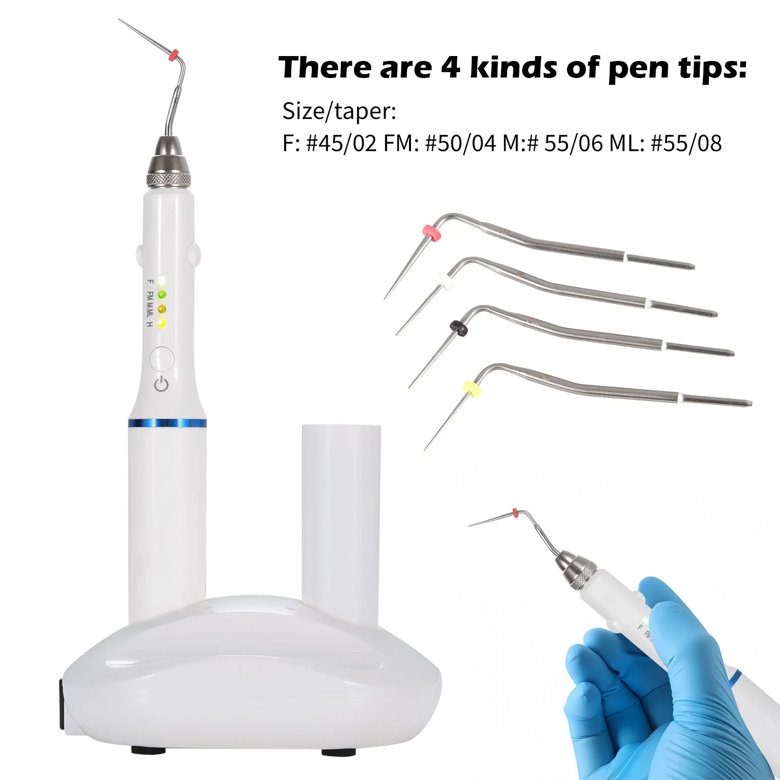 Dental Cordless Wireless Obturation System Endo Heated Pen Root Canal Hot Melt Filling Pen &4 Tips