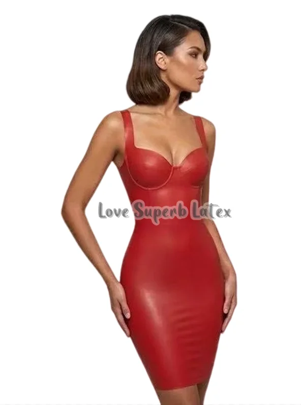 Damen Latex Tank-Kleid Latex Miniröcke mit Rückenreißverschluss für Halloween-Party