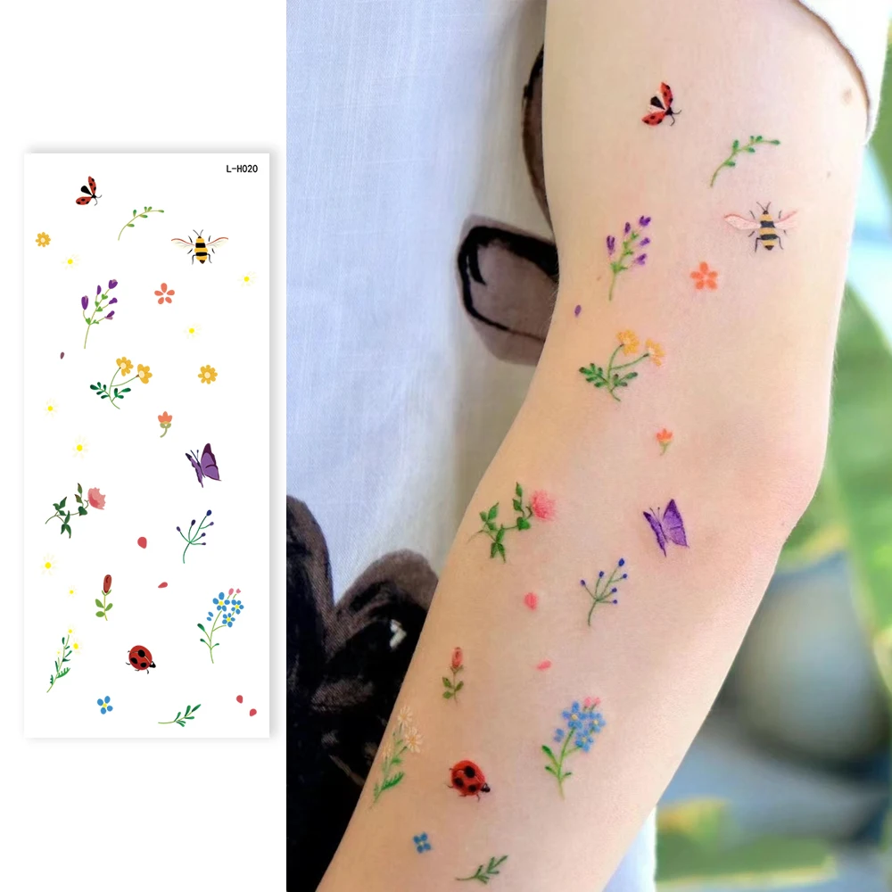 Vibrant Temporary Tattoos - Waterproof, Easy-to-Apply & Remove Stickers with Butterflies, Roses, Daisies & Sunflowers