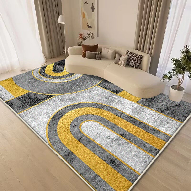 

Yellow Nordic Geometric Carpets for Living Room Decoration Non-slip Foot Mat Modern Home Bedroom Bedside Large Size Decor Rug