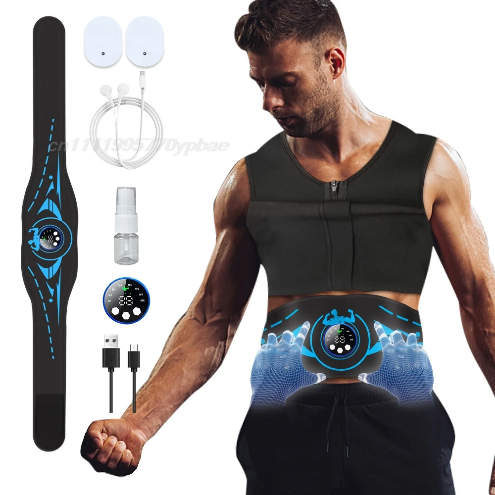 EMS Abs Trainer - Electric Muscle Stimulator Toning Belt Men Women Body Shaping Waist Trimmer Portable Home Gym Workout Massager