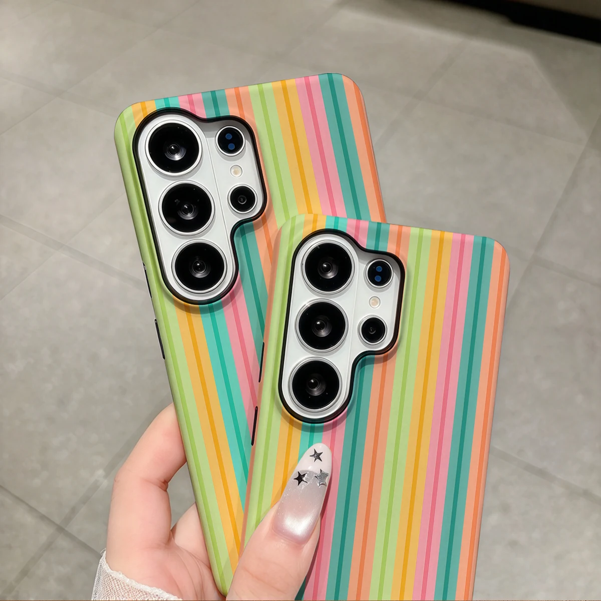 Pastel Color Stripes Phone Case For Samsung Galaxy S26 S25 Ultra S24 S23 Plus Hard Shock‑Absorption 2-in-1Protective Cover