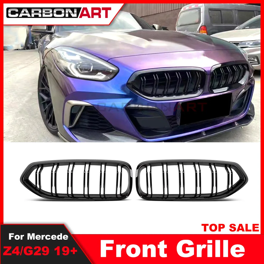 2019-2021 Year Front Bumper Grill For bm w new Z4 G29 double slats bright black Z4 Grille front air grid ventilation