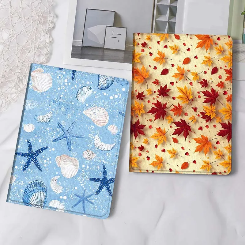Maple Leaf Starfish Gift For iPad Pro Air Mini 2 3 4 5 6 7 6th 7th 10th 11th 10.2 9.7 10.5 11 Foldable Tablet Case