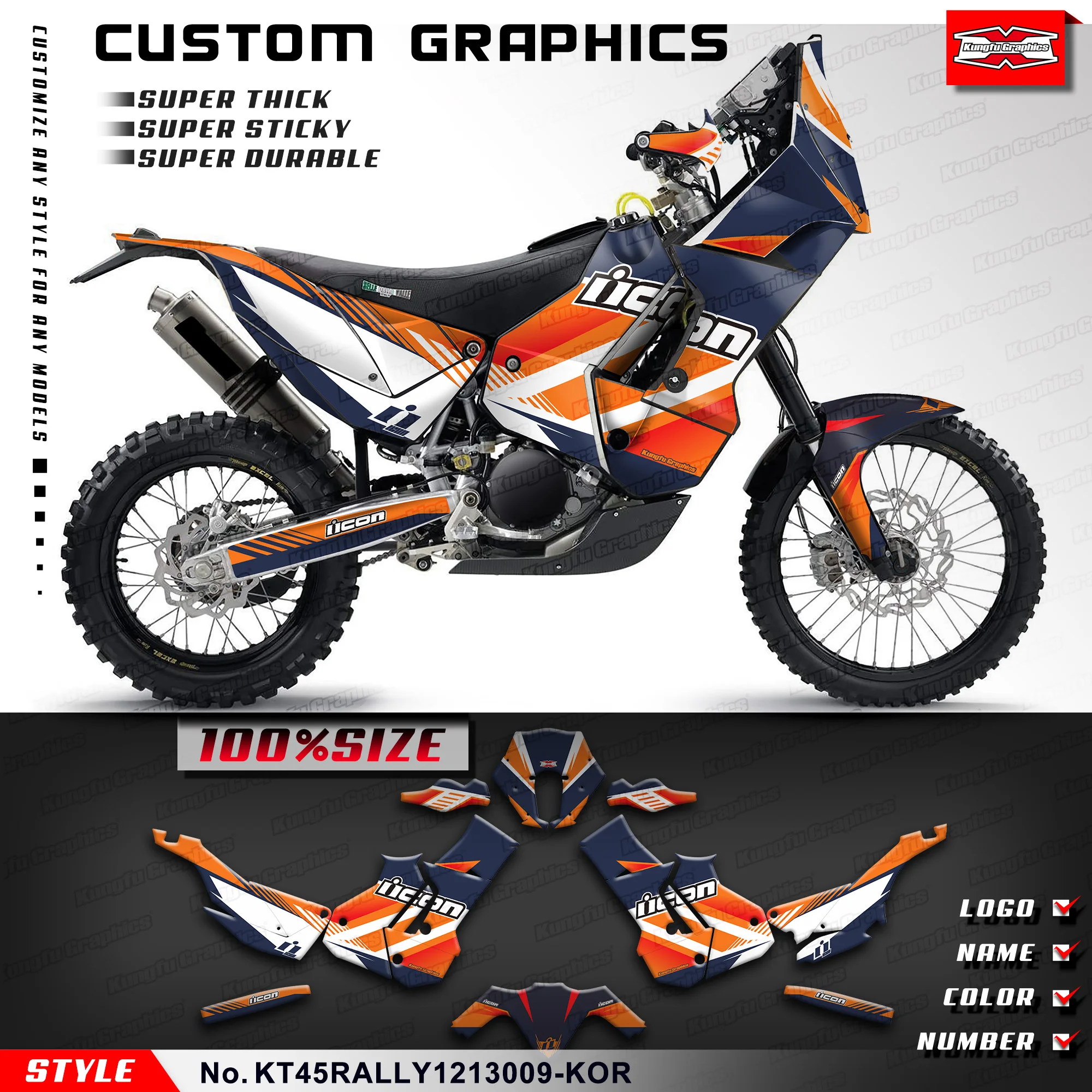 

KUNGFU GRAPHICS Custom Wrap Design for KTM Rally 450 2012 2013 Graphic Design, Style No.KT45RALLY1213009-KOR