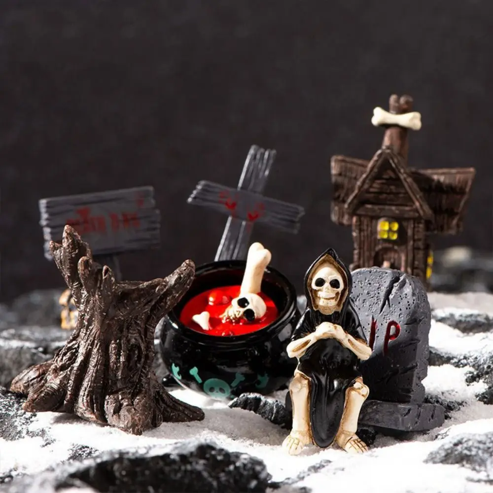 Creative Cartoon Halloween Small Ornaments DIY Resin Craft Tombston Ornaments Mini Resin Festival