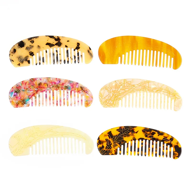 tifcojew Marble pattern wide tooth pattern comb acetate sheet hairdressing comb anti-static hair comb