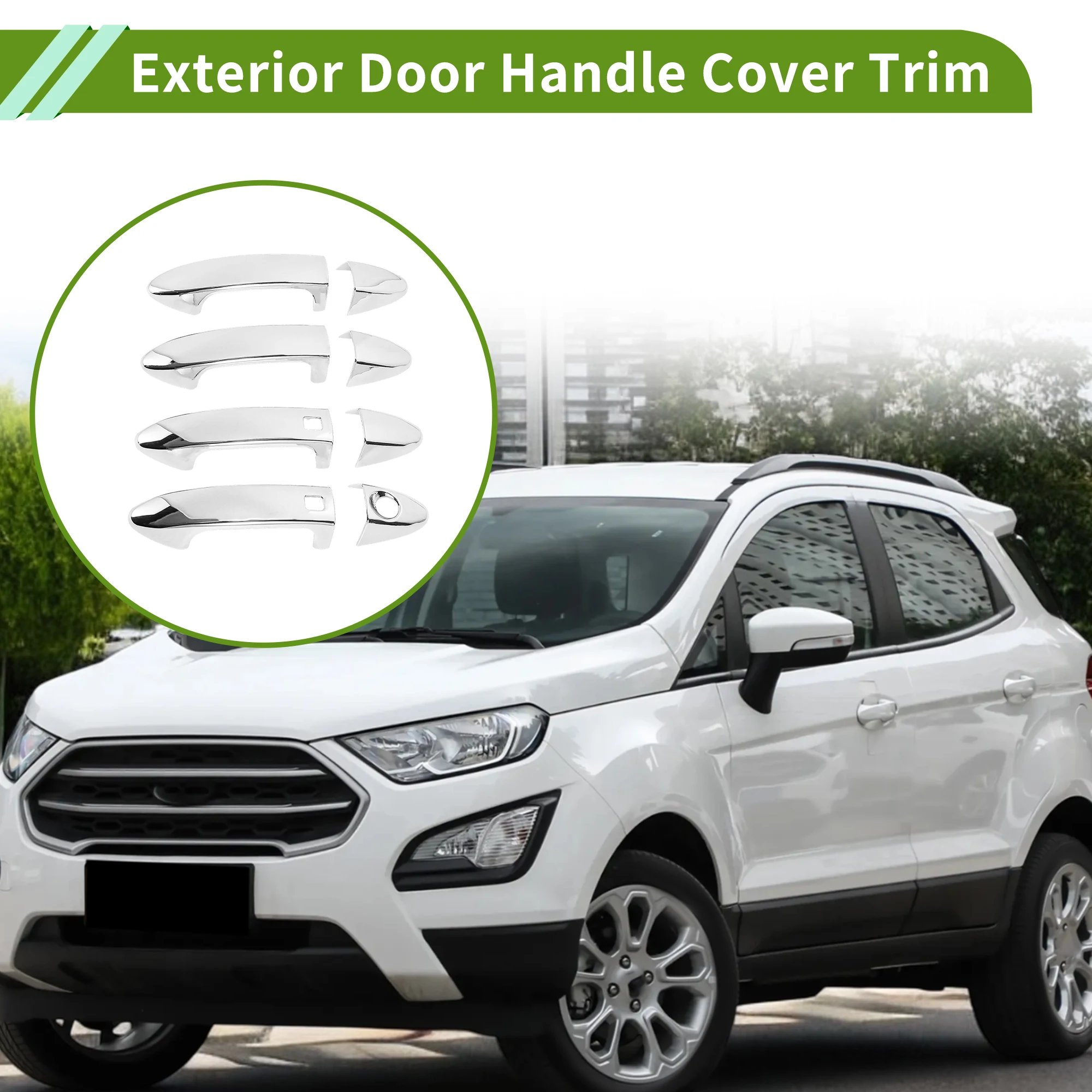 

UXCELL Exterior Door Handle Cover Trim Door Handle Cover for Ford EcoSport 2013-2022 Smart Silver Tone 1 Set