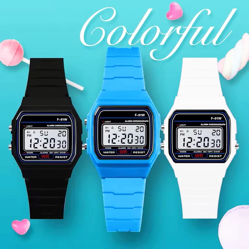 F-91W LED Electronic Watches for Women Men Waterproof Children's Led Sports Watch