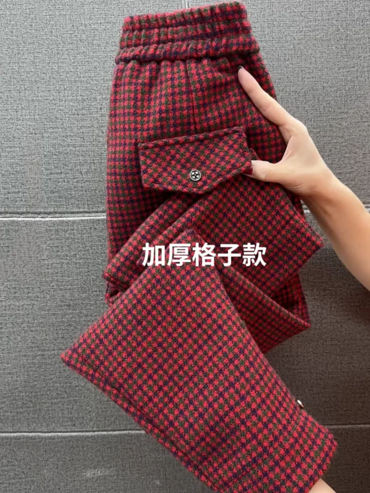 

Slim Haren pants high waisted women's pants 2025 Spring new style checkered western-style versatile fashion Plaid casual pants