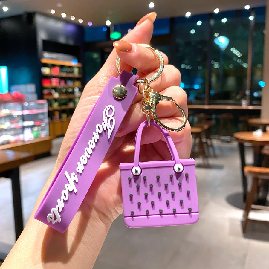 Fashion Keychain Cartoon Backpack Key Ring Silicone Bag Pendants Accessories Key Chains Jewelry for Girl Women Christmas Gift
