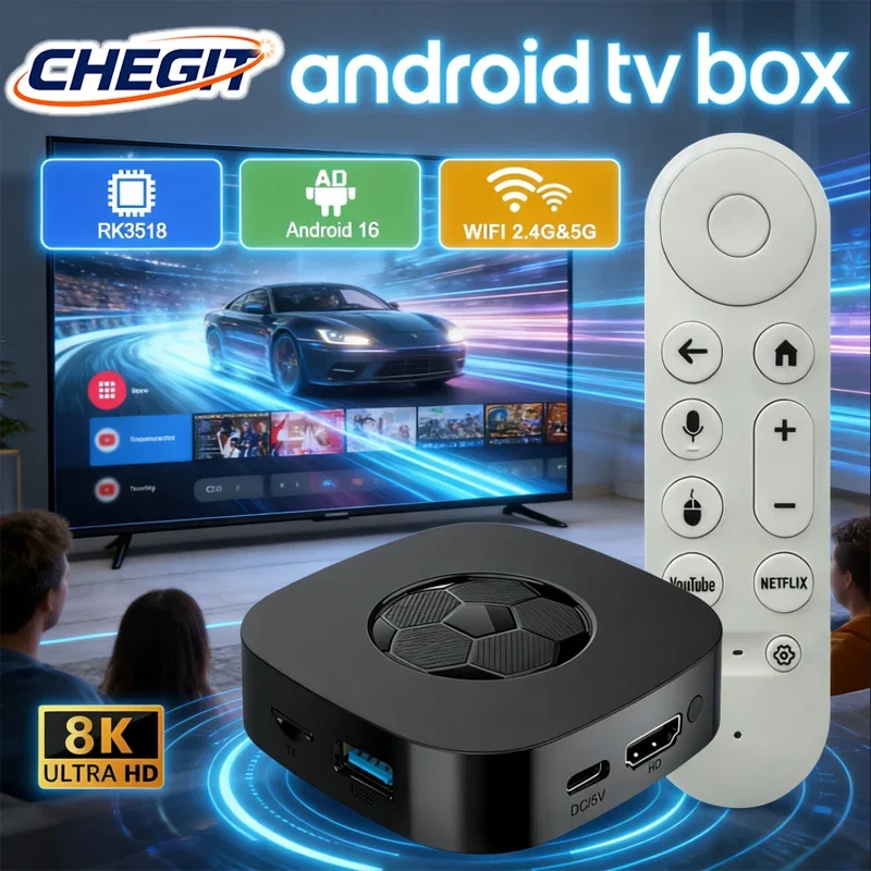 

ТВ-приставка T1 Ultra Android 16 Smart TV Box RK3518 с Wi-Fi 6, Bluetooth 5.4, двойным интерфейсом UI, поддержкой 8K Ultra HD, 8 ГБ ОЗУ, 128 ГБ ПЗУ, медиаплеер