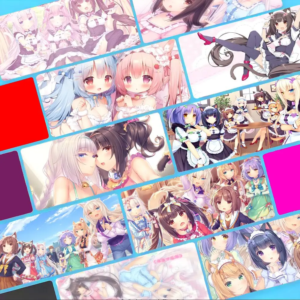 Sweet Cute Japanese Visual Novel Mouse Pad Non-Slip Large Desk Mat Thick Stitched Edge Gaming Mousepad