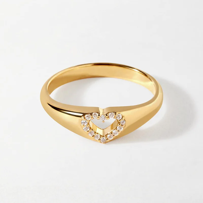 

Jenny&dave French Fashion ladiy S925 Pure Silver Hollowed Out Heart-shaped Diamond Ring Jewelry Party Jewelry Rings Women's Ring