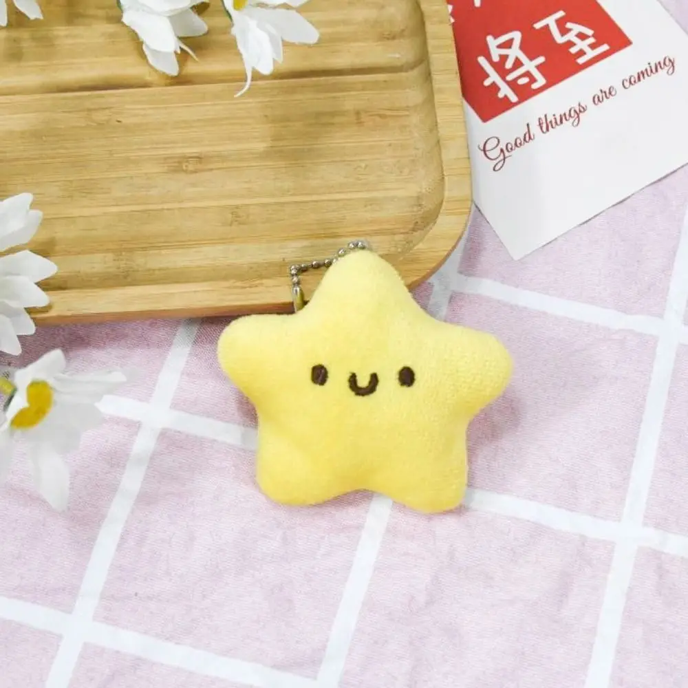 Diy Pendant Key Chain Soft Star Plush Keyring Cartoon Handmade Star Plush Pendant Cute Cotton Pentagram Key Chain Girls Gift