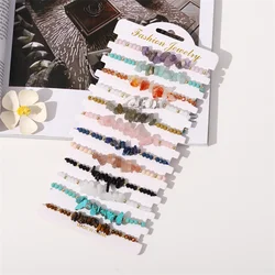 New Hand-woven Natural Stone Beads Bracelet Adjustable Irregular Crystal Gravel Beads Bracelet Hand Chain Charm Jewelry Gift