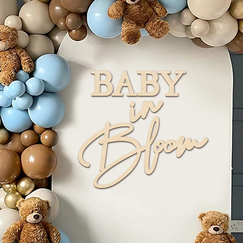 Charmoso bebê em flor sinal de madeira rústica adesivo de parede com pontos de cola bonito palavras de madeira frase reutilizável artesanato pintável