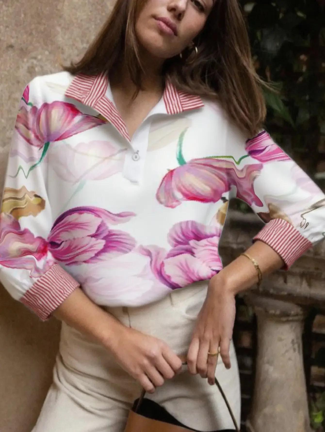 Spring and Autumn Winter Women's Stand up Collar Shirt Long Sleeve, Personalized leopard print background, Christmas Gift.