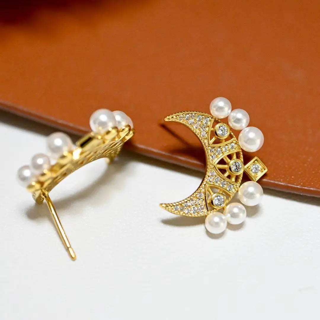 الجملة S925 فضة أقراط جبل النتائج إعدادات قاعدة تصاعد أجزاء ملحق ل 3-4 مللي متر اللؤلؤ 5 زوج/وحدة #4