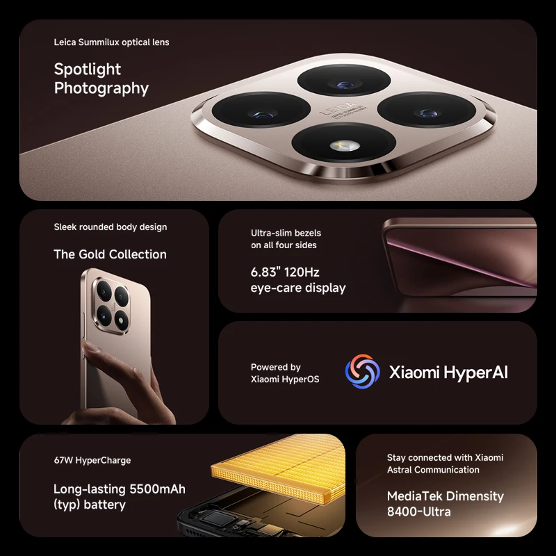 الإصدار العالمي لهاتف Xiaomi 15T 5G الذكي 12GB RAM 256GB / 512GB ROM Leica Camera 6.83 "AMOLED 120 هرتز 67W MTK Dimensity 8400-Ultra CPU NFC #3