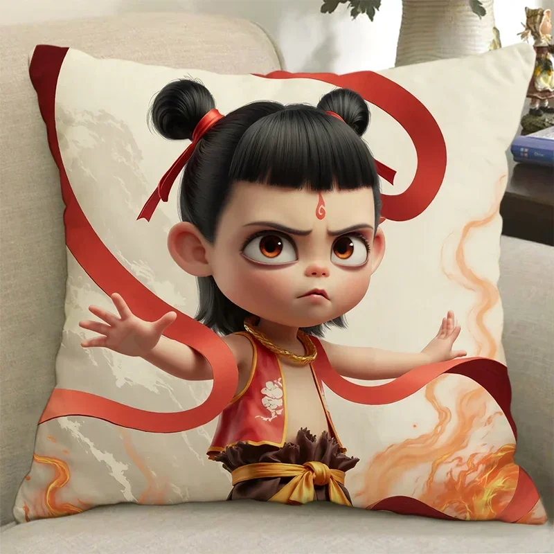 Cartoon anime "Nezha" home bedroom sofa car decoration pillow cushion personalized gift printing children's gift.