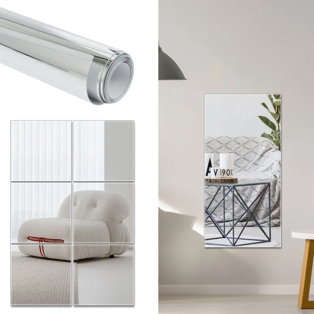 Self adhesive mirror stickers can be cut DIY handmade flexible mirror board home decoration PET mirror wall stickers