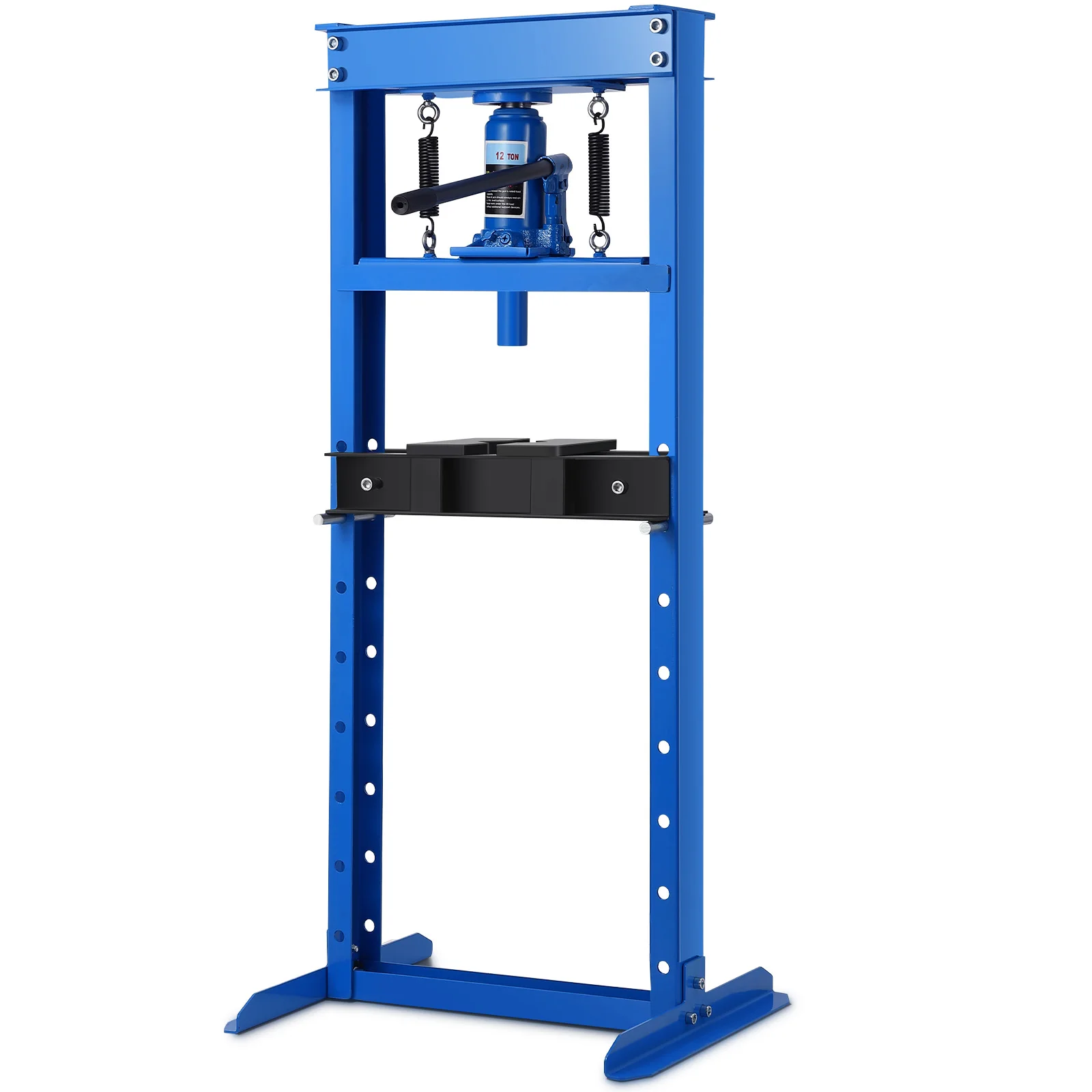 Hydraulic Press, 12 Ton H-Frame Adjustable Garage Hydraulic Shop Press with 2 Press Plates, Relief Valve, Blue