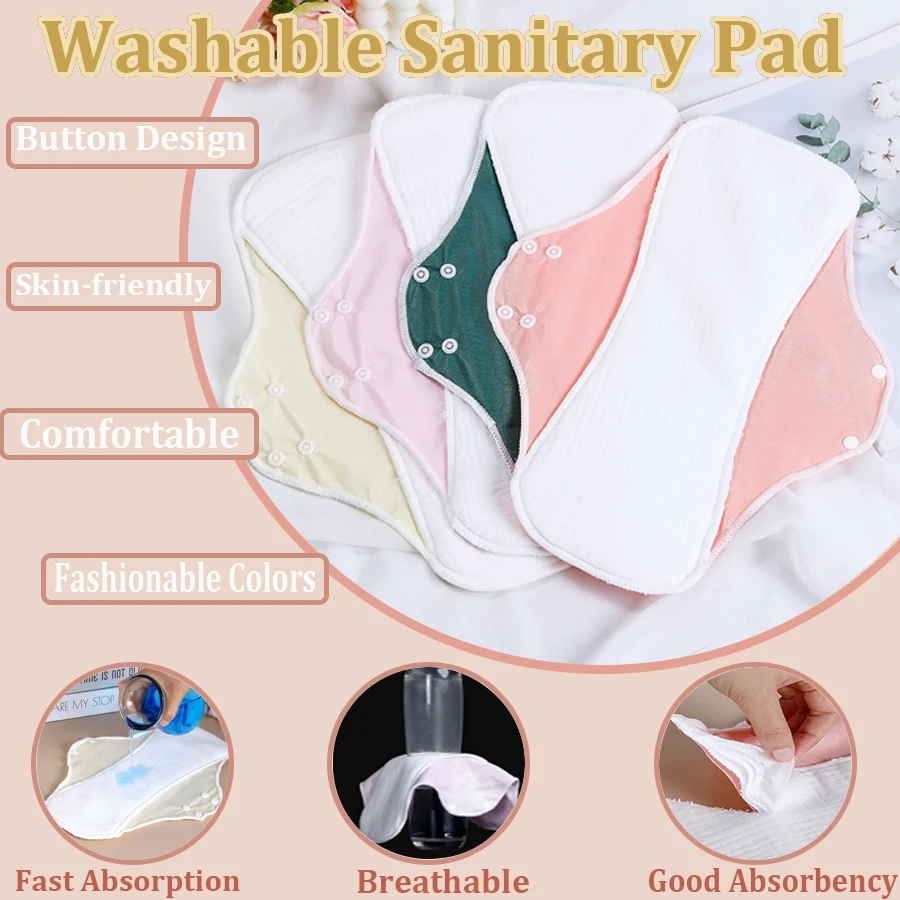 1pc absorventes higiênicos laváveis para mulheres, forros de roupa interior reutilizáveis para período menstrual, absorventes de 3 camadas