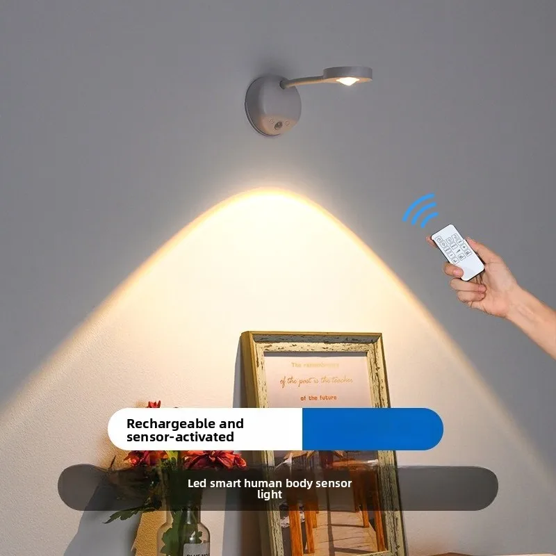

Новый внутренний настенный светильник с зарядкой, светодиодный умный датчик человеческого тела, светильник с дистанционным управлением, фотосвет для галереи, отеля
