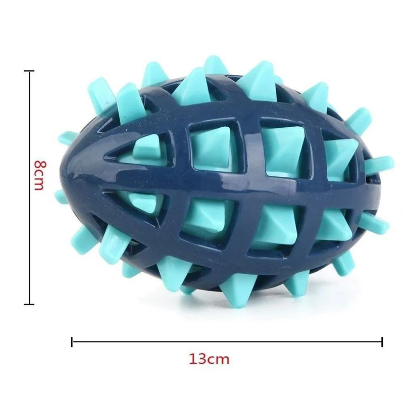 Hunde-Gummi-Rugby-Ball, Weiche Noppen, Zahnreinigung, Bissfestigkeit, Quetschspielzeug mit Geräuschen für Große und Mittelgroße Hunde – Detail 6