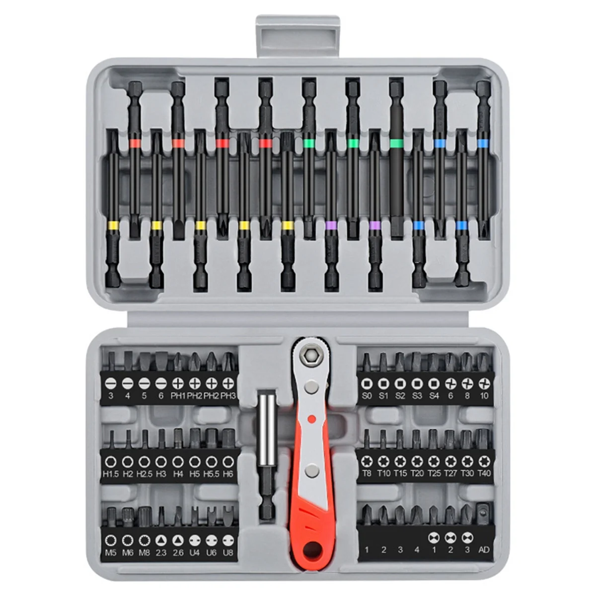 

68Pcs Ratchet Screwdriver Bit Combination Set with 36 Teeth Mini Ratchet Handle Suitable for Home and Auto Repair.