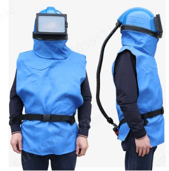 Air Conditioning Oxygen Supply Sandblasting Helmet Flat Glass Lens Sandblasting Cap One-piece Two-piece Sandblasting