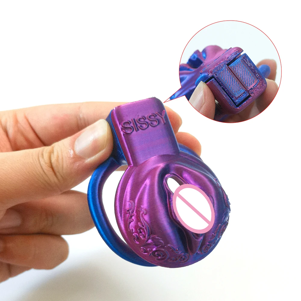 

Purple-Red Smooth Pussy Vaginal Mix Color Chastity Cage Devices BDSM Sissy Male Cock Cage With 5 Penis Rings Men'S Sub Toyss