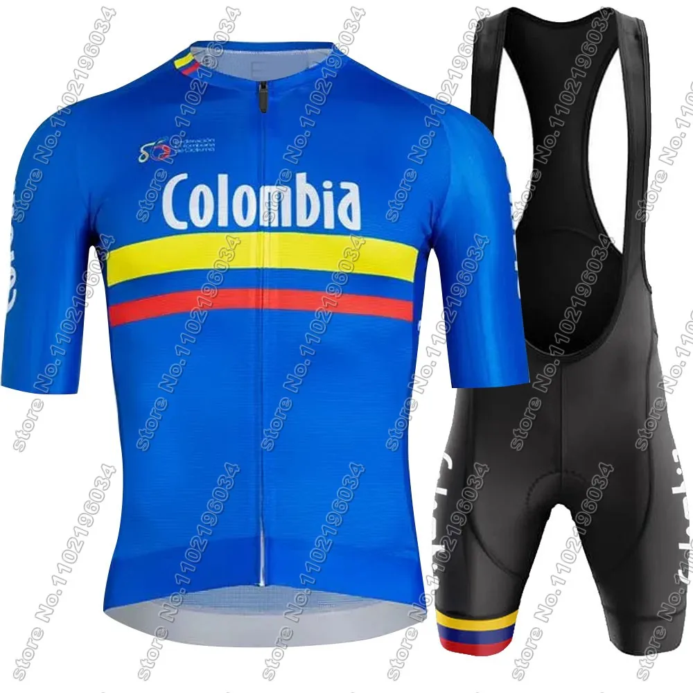 2024 Colombia National Team Cycling Jersey Set Bicycle Clothing Kit Road Bike Shirts Suit Bicycle Bib Shorts MTB Ropa Maillot