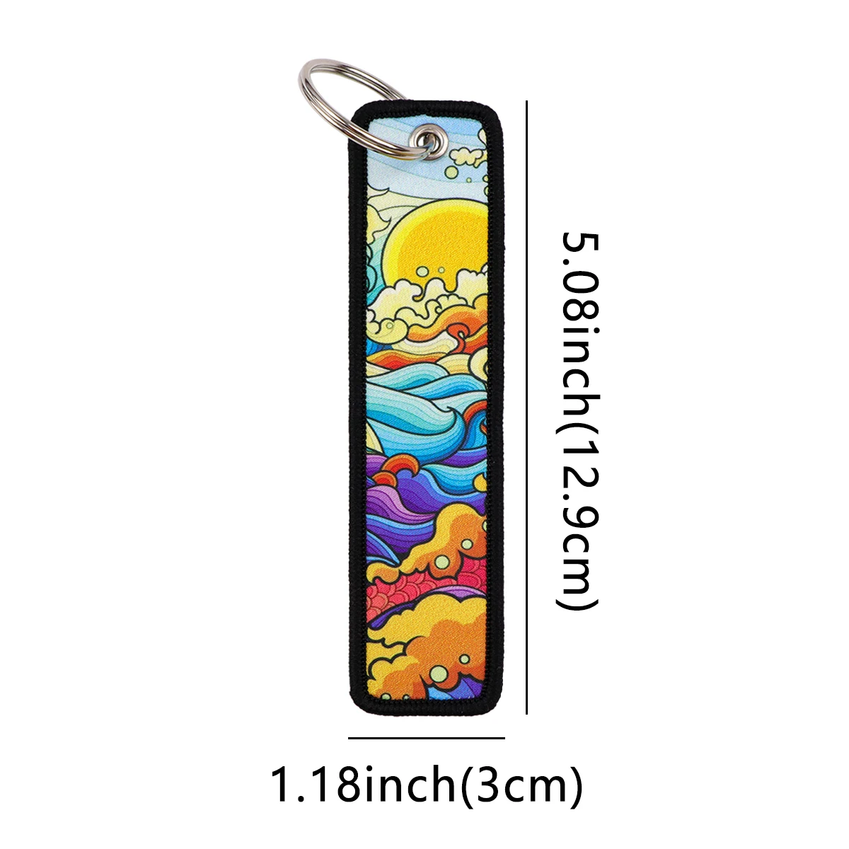 

Beautiful Scenery Embroidery Keyring Waves Key Tag For Motorcycle Car Backpack Keychain Fashion Men Women Keys Accessories Gifts