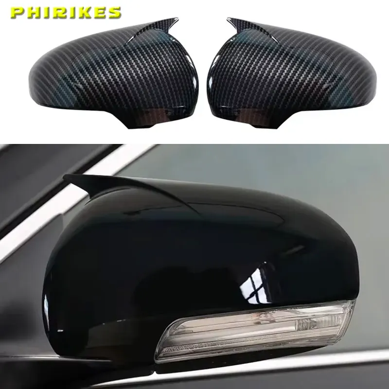 

For Toyota Mark X Reiz 2010-2017 Rearview Side Mirror Cover Wing Cap Exterior Door Rear View Case Trim Carbon Fiber Look Black