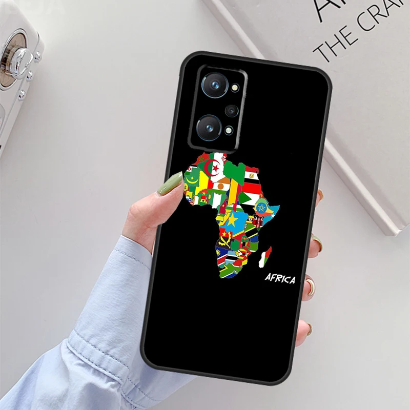 خريطة أفريقيا Geogra لـ Realme C61 C75 C55 C51 C21Y C25S C67 C53 13 12 10 11 14 Pro Plus GT 6T 6 5 GT7 Pro Case