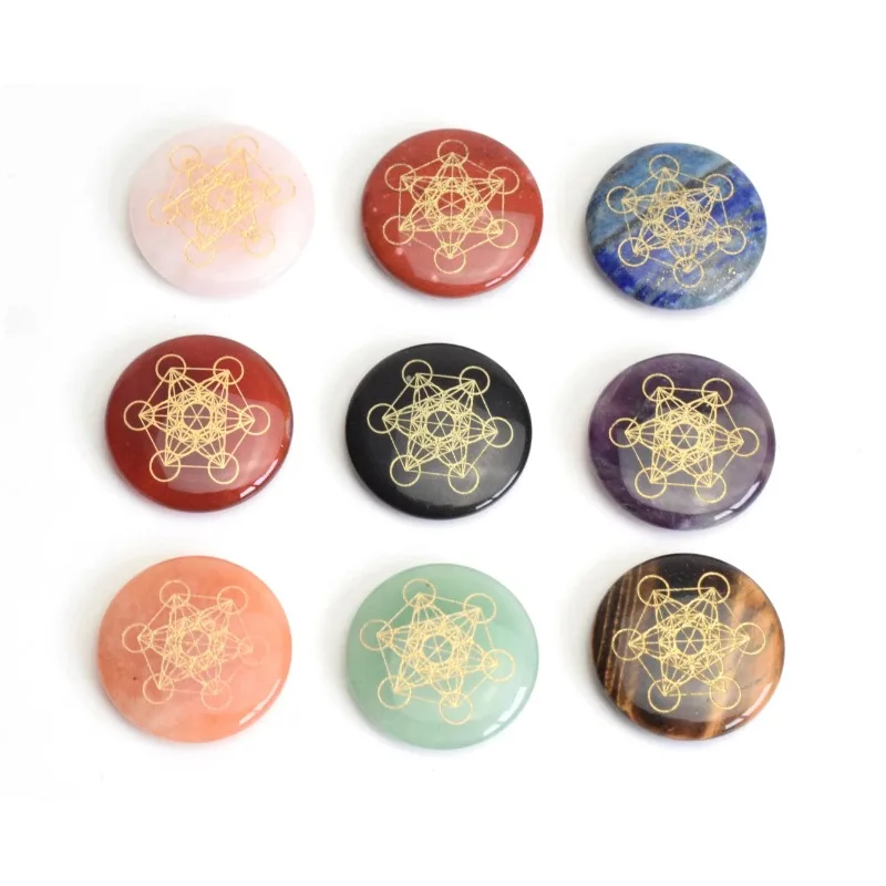 Small Size Ultrathin Natural Chakra Semi-precious Stones Lapis Amethyst Quartz Metatron's Cube Crystal Healing Crafts